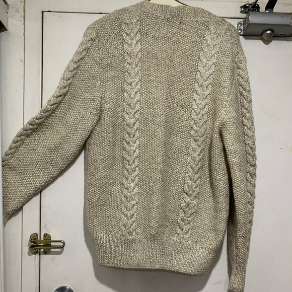 HANDMADE BY ALICE WOOL KNIT PATTERN CARDIGAN SWEATERS SIZE L - Picture 8 of 10